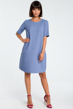 Blue Loose Short Sleeve Dress - So Chic Boutique