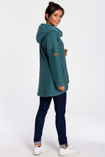 Turquoise Oversize High Low Sweatshirt With A Hood - So Chic Boutique