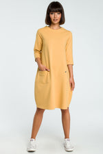 Oversize Yellow Cotton Midi Dress With A Side Pocket - So Chic Boutique