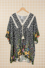 Oversize Viscose Floral Tunic - So Chic Boutique