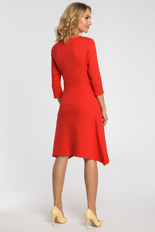 Drop Waist Cotton Red Dress - So Chic Boutique