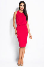 Red Midi Dress With Gold Chains - So Chic Boutique