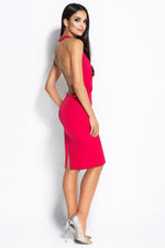 Red Midi Dress With Gold Chains - So Chic Boutique