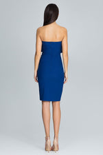 Navy Blue Strapless Fitted Dress With A Bow - So Chic Boutique