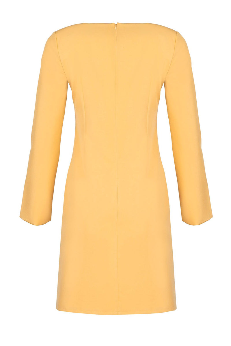 Yellow Mini Dress With V-Neckline And Split Sleeves - So Chic Boutique
