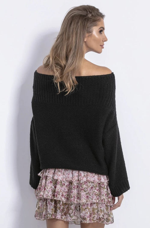 Black Off The Shoulder Sweater With Braids - So Chic Boutique