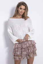 Ecru Off The Shoulder Sweater With Braids - So Chic Boutique