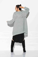 Grey Cardigan With Fringes On The Back - So Chic Boutique