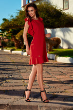 Red Frilled Dress - So Chic Boutique