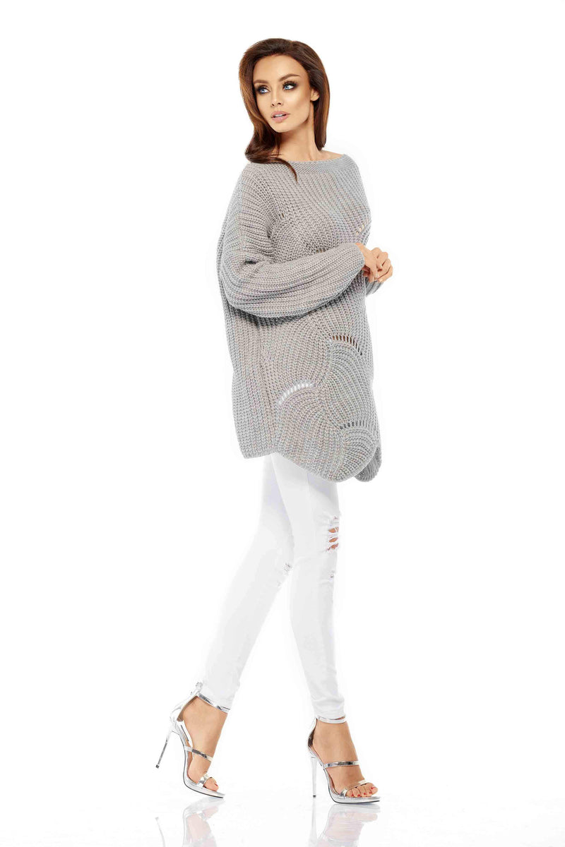 Oversize Grey Asymmetric Sweater - So Chic Boutique