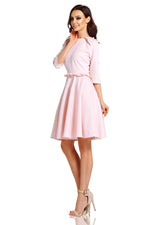 Powder Pink A Line Dress With Frilled Waist - So Chic Boutique