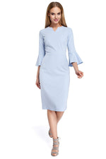 Light Blue Pencil Dress With Bell Sleeves - So Chic Boutique