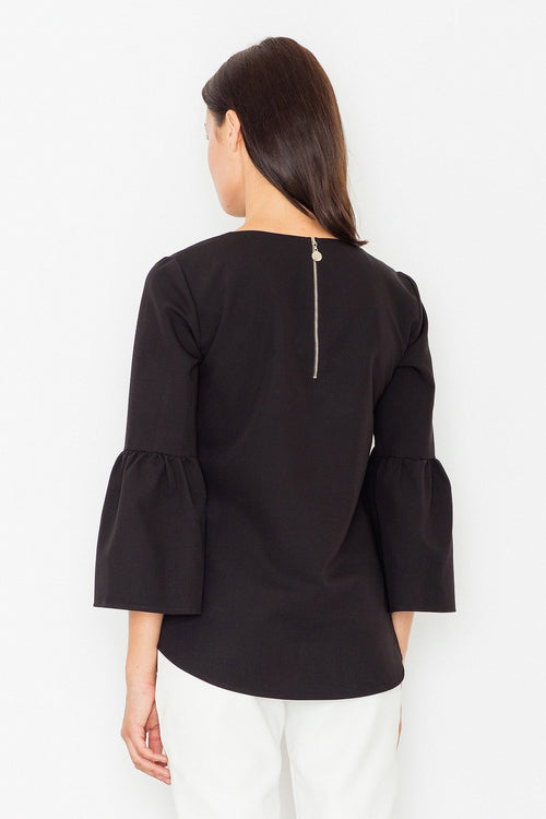 Bell Sleeve Black Blouse - So Chic Boutique