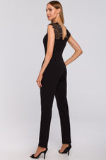 Black Jumpsuit With Lace Straps - So Chic Boutique
