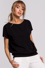 Black T-Shirt With Open Wrap Back - So Chic Boutique