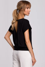 Black T-Shirt With Open Wrap Back - So Chic Boutique