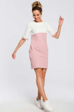 Color Block Cotton Dress Powder Pink - So Chic Boutique