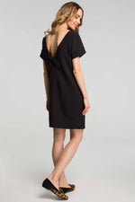 Mini Black Open Back Dress With A Bow - So Chic Boutique
