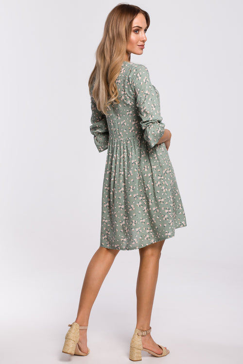 Mini Mint Floral Dress With Frilled Sleeves - So Chic Boutique