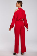 Red Bishop Sleeve Jumpsuit - So Chic Boutique