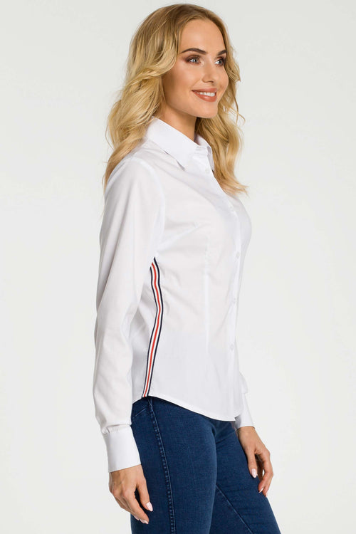 White Shirt With Side Stripes - So Chic Boutique