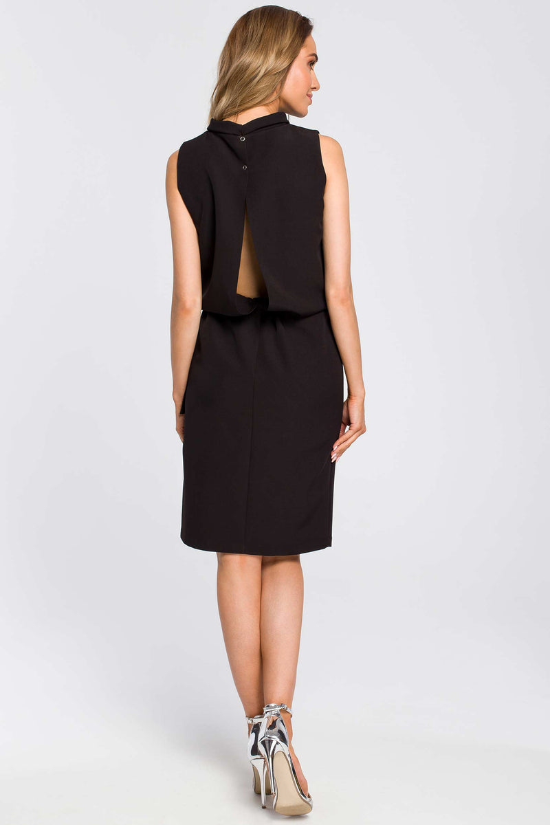 Black Blouson Dress With Split Back - So Chic Boutique