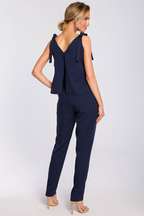 Navy Blue Jumpsuit With A Layer - So Chic Boutique