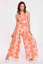 Orange Floral Wide Leg Jumpsuit - So Chic Boutique
