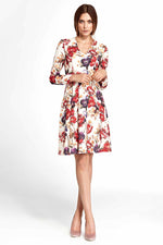Floral A Line Dress With Side Pleats - So Chic Boutique