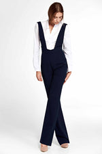 High Waist Navy Blue Jumpsuit With Straps - So Chic Boutique