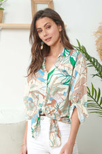 Beige Floral Linen Shirt - So Chic Boutique