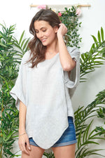Grey Asymmetric Linen Blouse - So Chic Boutique
