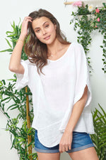 White Asymmetric Linen Blouse - So Chic Boutique