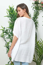 White Linen Shirt With Embroidery Details - So Chic Boutique