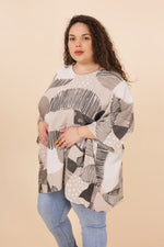 Beige Oversize Printed Blouse - So Chic Boutique