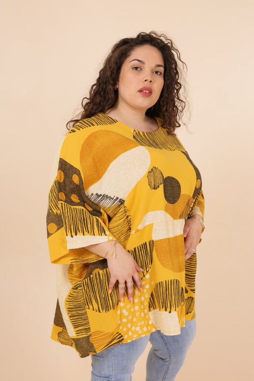 Yellow Oversize Printed Blouse - So Chic Boutique