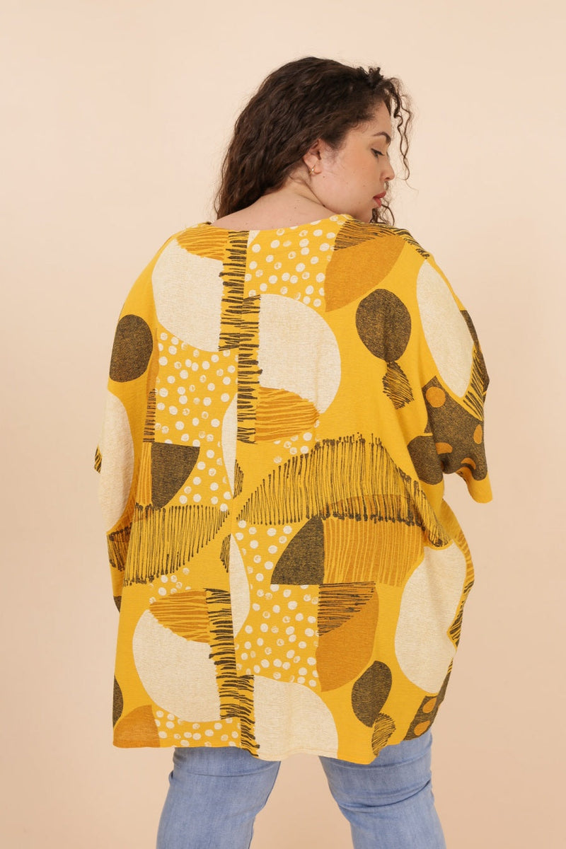 Yellow Oversize Printed Blouse - So Chic Boutique