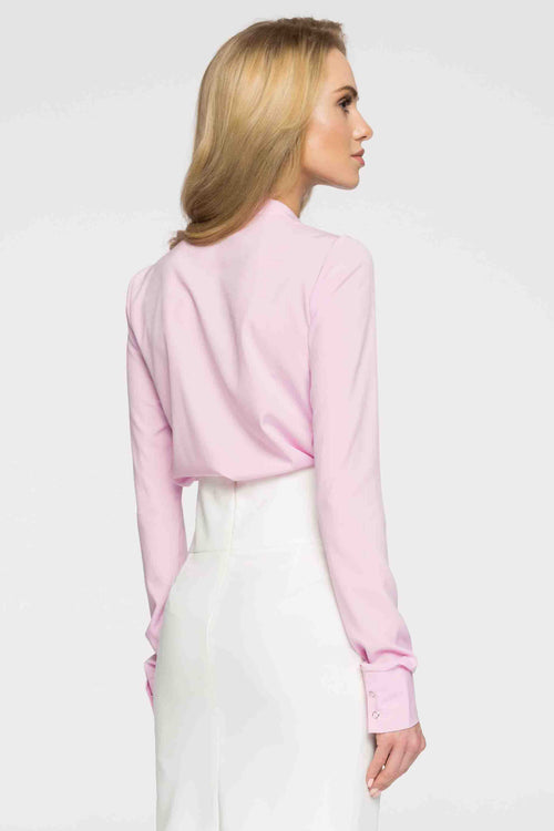 Pink Band Collar Blouse - So Chic Boutique