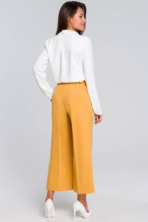Yellow Culottes With Pleated Waist - So Chic Boutique