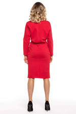 Red Midi Belted Cotton Dress - So Chic Boutique