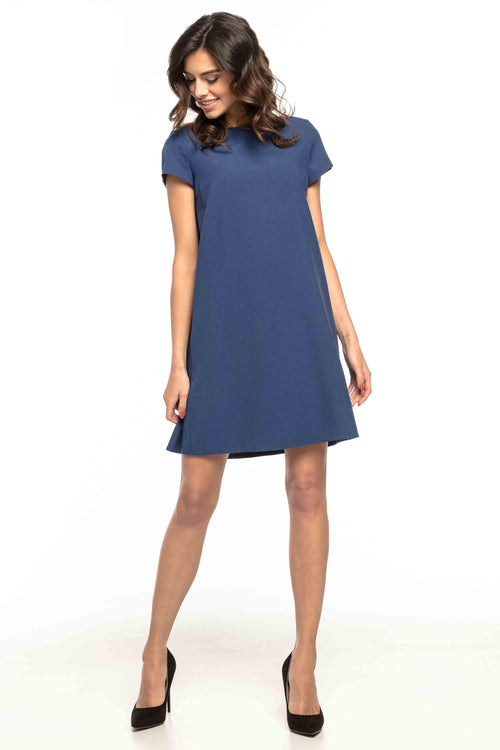 Blue Mini Shift Short Sleeve Dress - So Chic Boutique