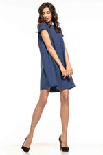 Blue Mini Shift Short Sleeve Dress - So Chic Boutique