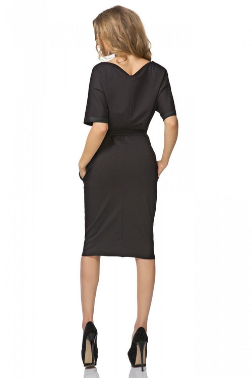Midi Cotton Black Dress With Pockets - So Chic Boutique