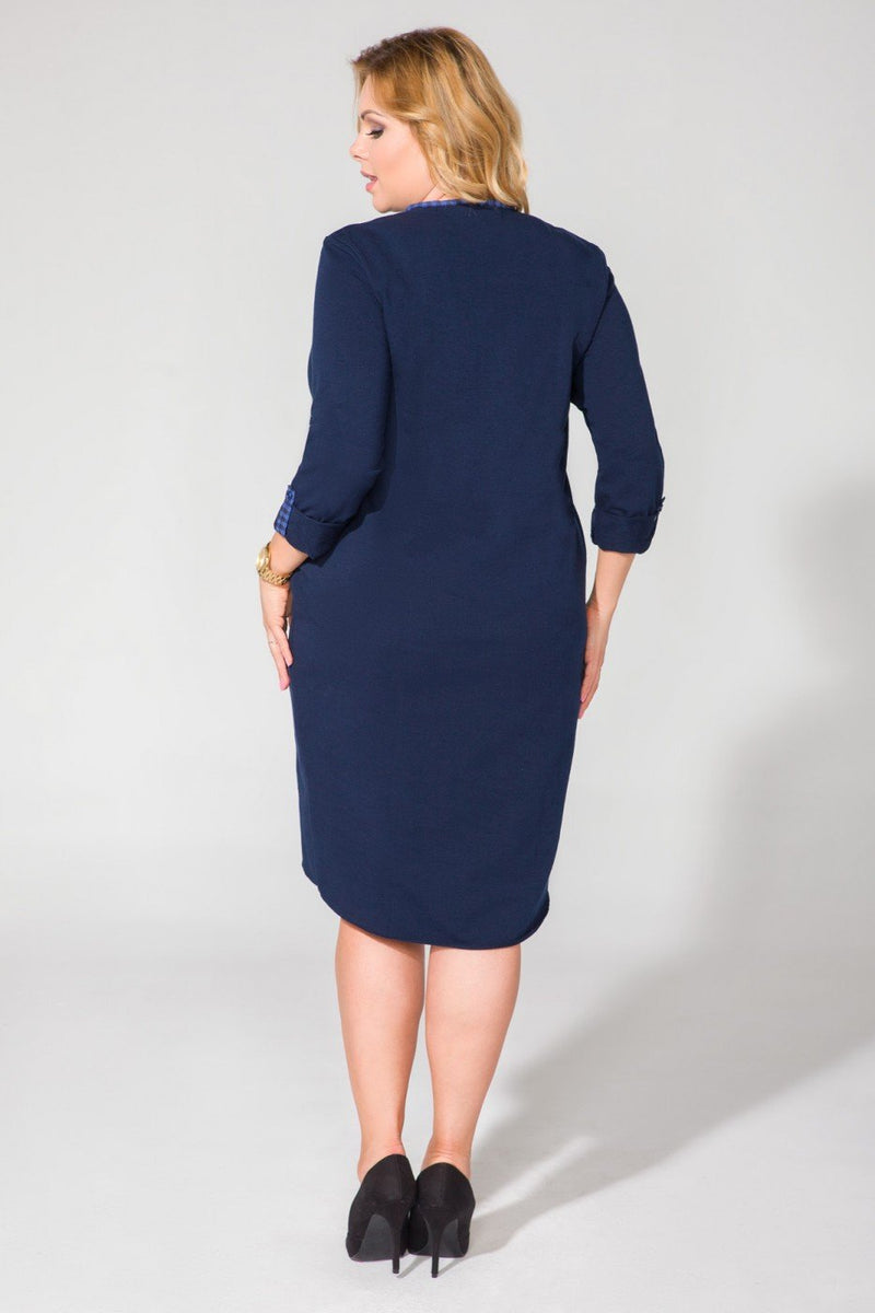 Navy Blue Tube Dress With Colourful Details - So Chic Boutique