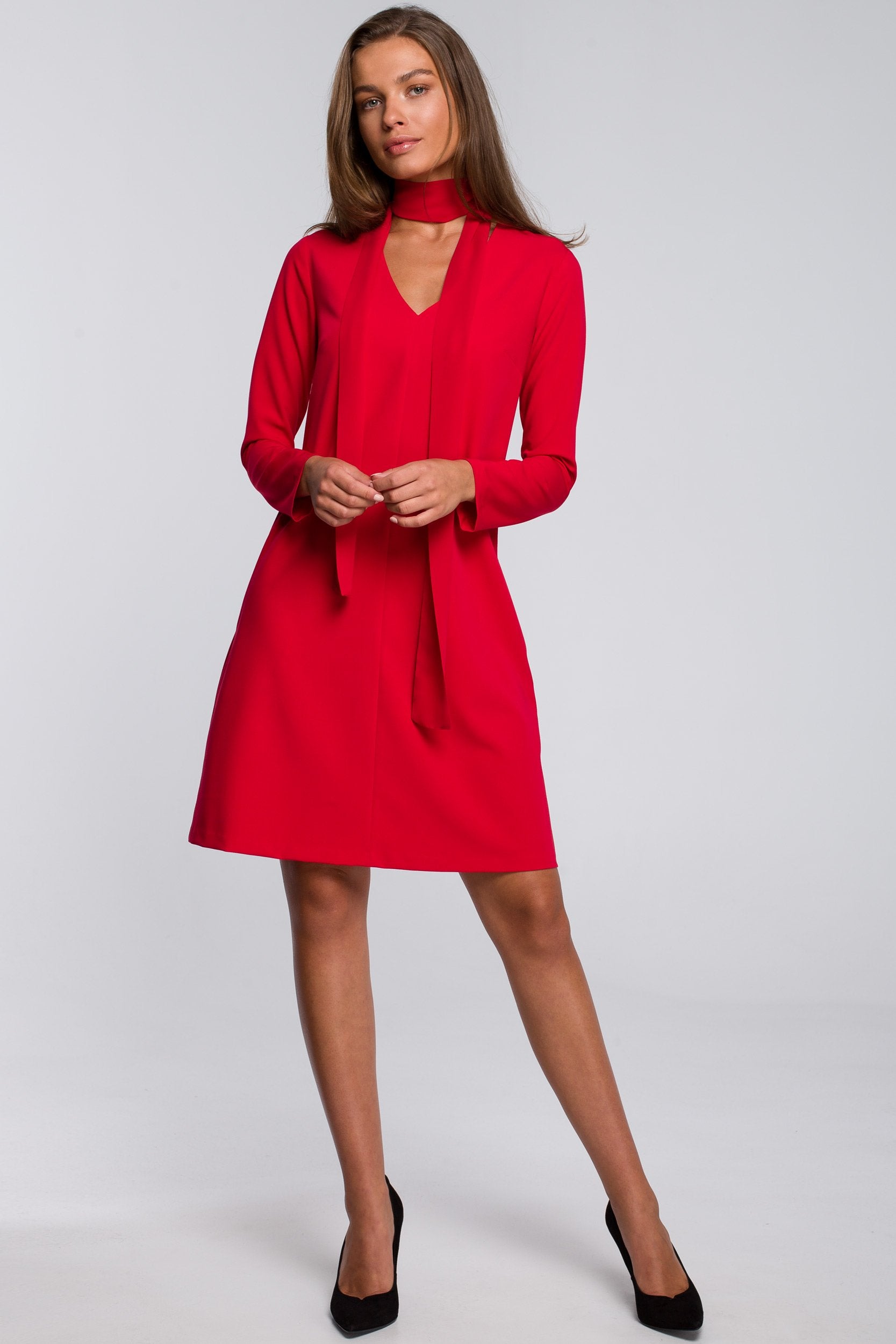 Red Shift Dress With Chiffon Scarf – Mar Y Sol Boutique