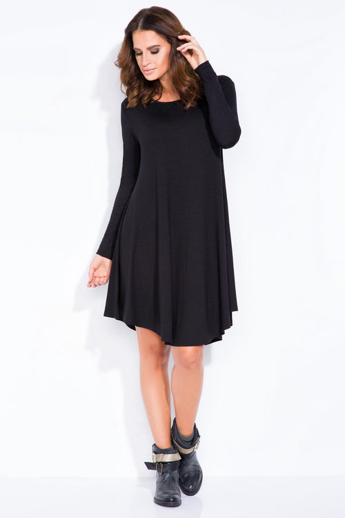 Black Loose Dress With Long Sleeves - So Chic Boutique