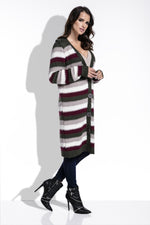 Olive Green Striped Long Cardigan - So Chic Boutique