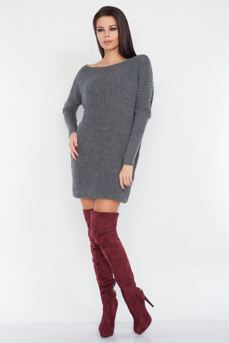 Graphite Oversize Wool-Blend Dress - So Chic Boutique