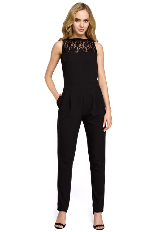 Lace Detail Black Chic Jumpsuit - So Chic Boutique