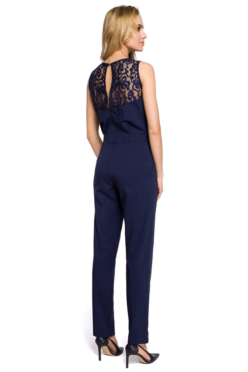 Lace Detail Blue Chic Jumpsuit - So Chic Boutique